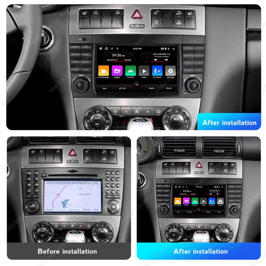 NAVIFANS Android 15 Autoradio für Mercedes Benz C-Klasse W203 und CLC W203 (2004 - 2007) mit Carplay, GPS und 64GB Speicher in Schwarz - Bild 2
