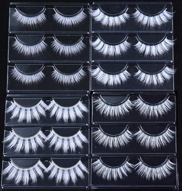 kekelala Wimpern, 3 Paar, weiß, 3D, vegan, Seide - Bild 1