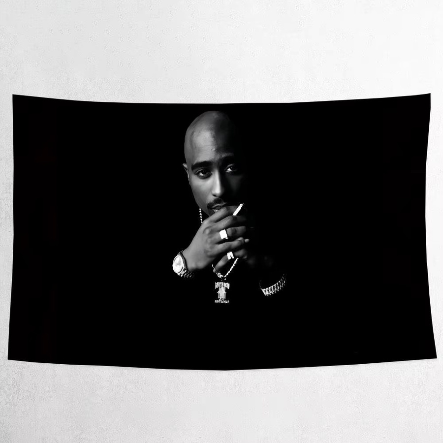 Mesuca Fotohintergrund Leinwand 2PAC Tupac Hip Hop Rapper mit Sternen Hintergrund Dekoration in Schwarz, Breite: 70 cm, Höhe: 70 cm - Bild 4