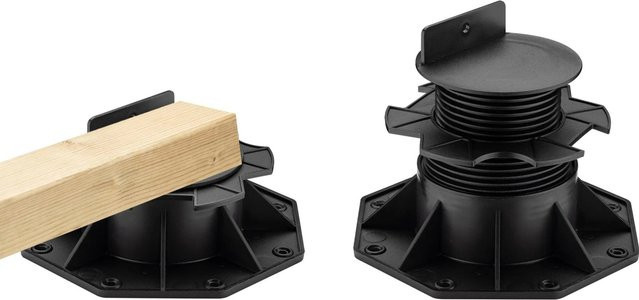 Wiltec Stelzlager für Terrassen, höhenverstellbare Stellfüße aus Kunststoff, Schwarz, Tragkraft 2700 kg, für Durchmesser 60-128 mm - Bild 1