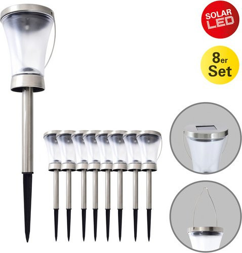 Näve LED Erdspieß für den Garten in Silber aus Edelstahl mit Dämmerungssensor und Akku - Bild 1