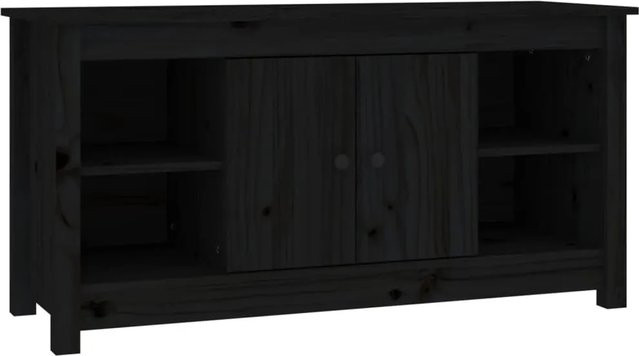 vidaXL TV-Schrank aus massivem Kiefernholz in Schwarz, rustikales Design, B/T/H: 103 x 36,5 x 52 cm - Bild 1