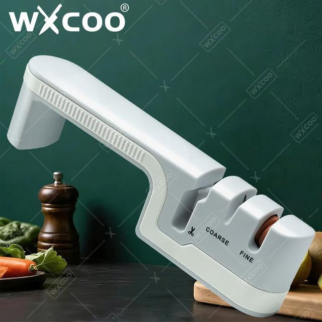 WXCOO Messerschärfer-Set in Weiß mit Diamant, Wolframstahl und Keramik zum Schärfen und Honen deiner Küchenwerkzeuge - Bild 1