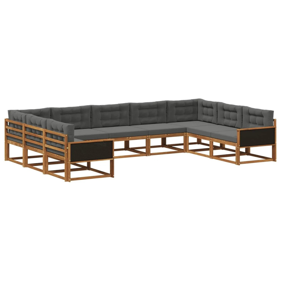 vidaXL Outdoor-Sofagarnitur in U-Form aus Akazienholz mit Kissen in Anthrazit - Bild 2