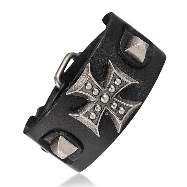 YULIN Armband, Leder, schwarz, Herren, Vintage - Bild 1