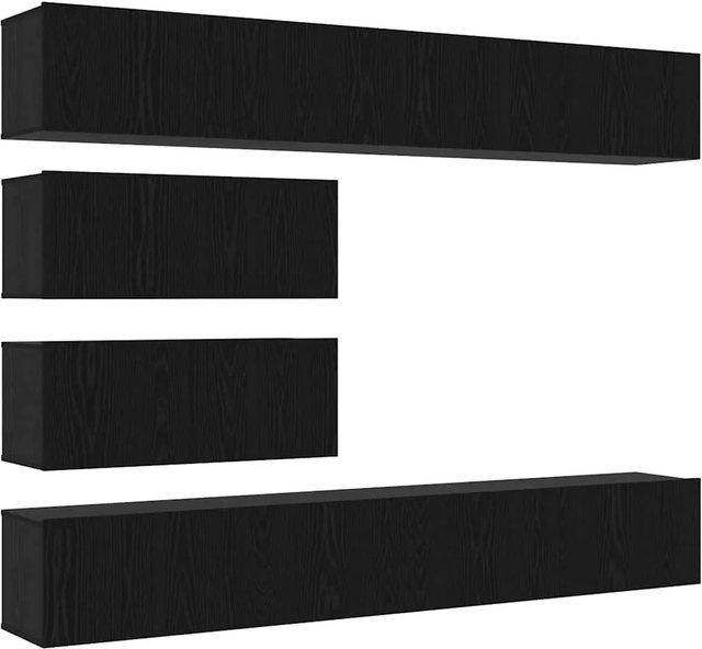 vidaXL TV-Schrank-Set 10-teilig in Schwarz, B/T/H: 100 x 30 x 30 cm und 80 x 30 x 30 cm - Bild 1