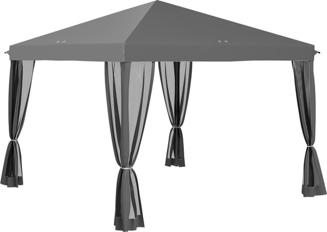 Outsunny Faltpavillon mit Seitenwänden und Tragetasche, B/T/H: 300 x 300 x 230 cm, Metall und Oxford, Hellgrau und Schwarz - Bild 1