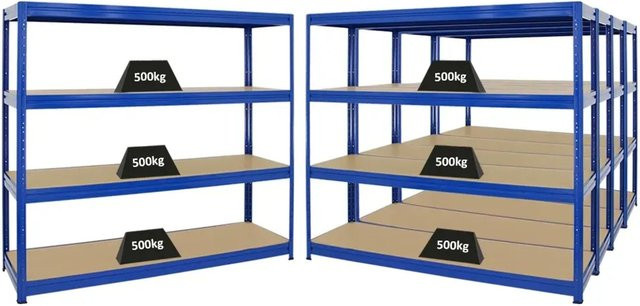 PROREGAL Dino Schwerlastregal Set 5 Stück, Blau, H x B x T: 180 x 200 x 60 cm, Fachlast 600 kg - Bild 1