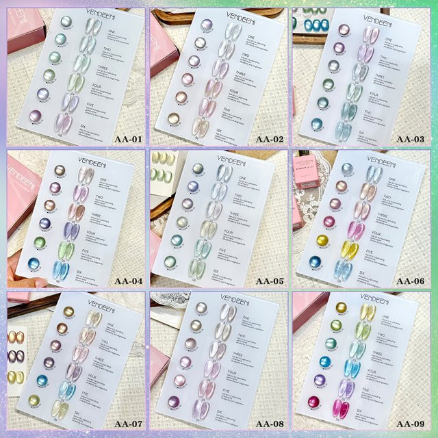 Vendeeni Katzenauge Gel-Nagellack, 6 Farben, schimmernd - Bild 1