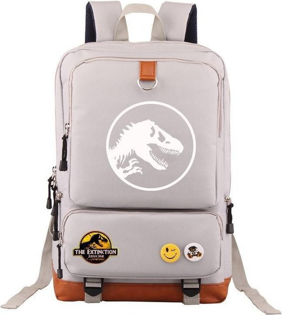 3-teiliges Jurassic World Schulrucksack-Set für Schüler in Grau aus Oxford-Stoff mit Schultasche, Schultergurt und Federmäppchen - Bild 1