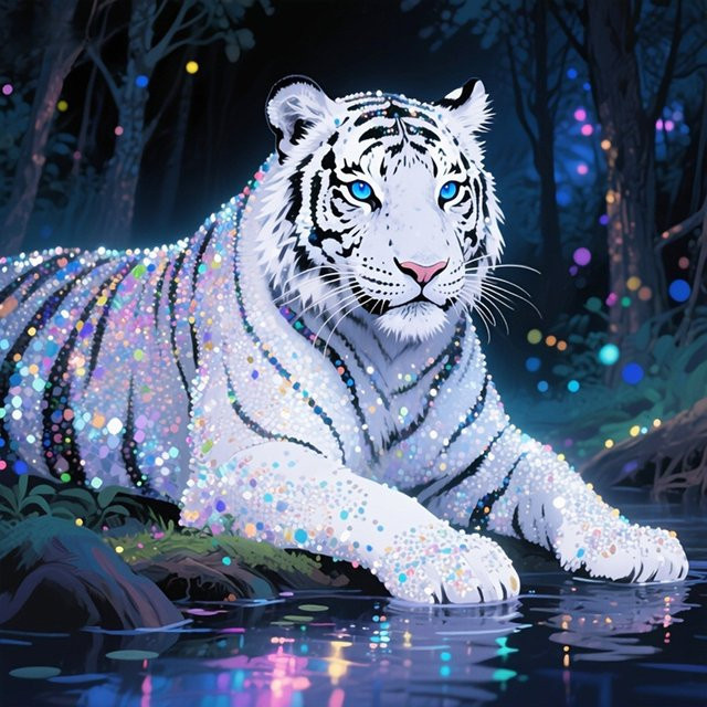 EverShine DIY Diamant Stickerei Kit Tiger 5D mit runden Steinen für Erwachsene, Mosaik Kunst Malerei Wald Motiv, Multicolour - Bild 1