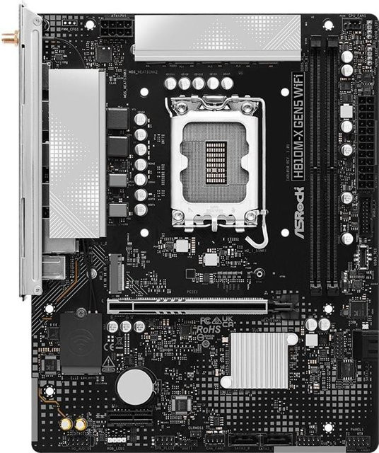 ASRock H810M-X GEN5 WIFI Mainboard micro ATX LGA1851 DDR5 mit WiFi 6 und Bluetooth in Schwarz - Bild 1