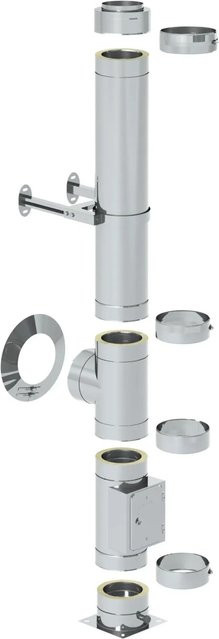 Firefix Doppelwandiges Edelstahlschornstein-Set in Silber, Durchmesser: 150 mm - Bild 1