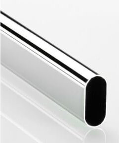 Hettich Schrank-Rohr oval 47616 aus Stahl hochglanzverchromet in Silber, B/T/H: 3,0 x 1,5 x 500,0 cm - Bild 1