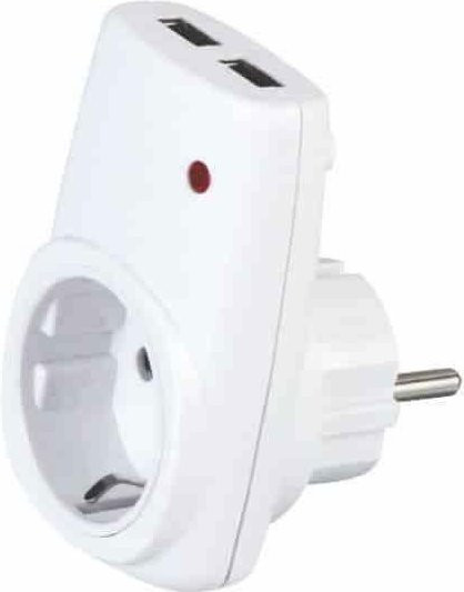 Horoz Electric Ladegerät Stecker mit 16A und 2 USB Anschlüssen in Weiß - Bild 1