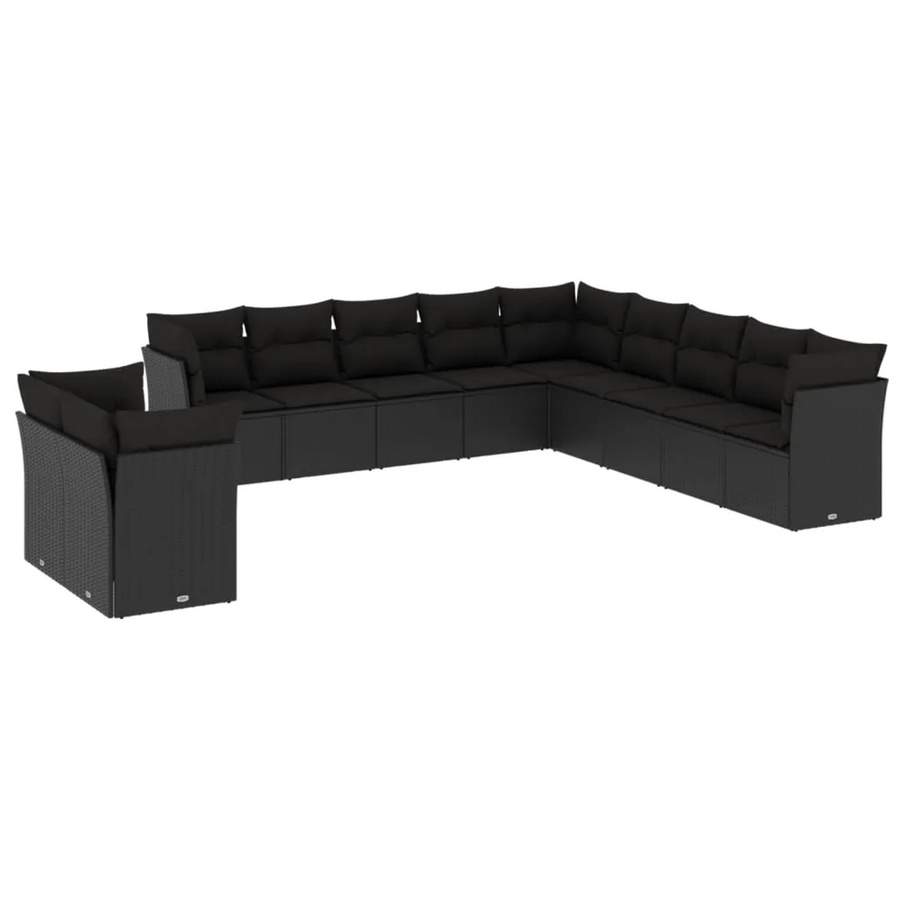 vidaXL 11-tlg Garten-Sofagarnitur aus Polyrattan in Schwarz mit UV-beständigen Kissen Modell 39 - Bild 2