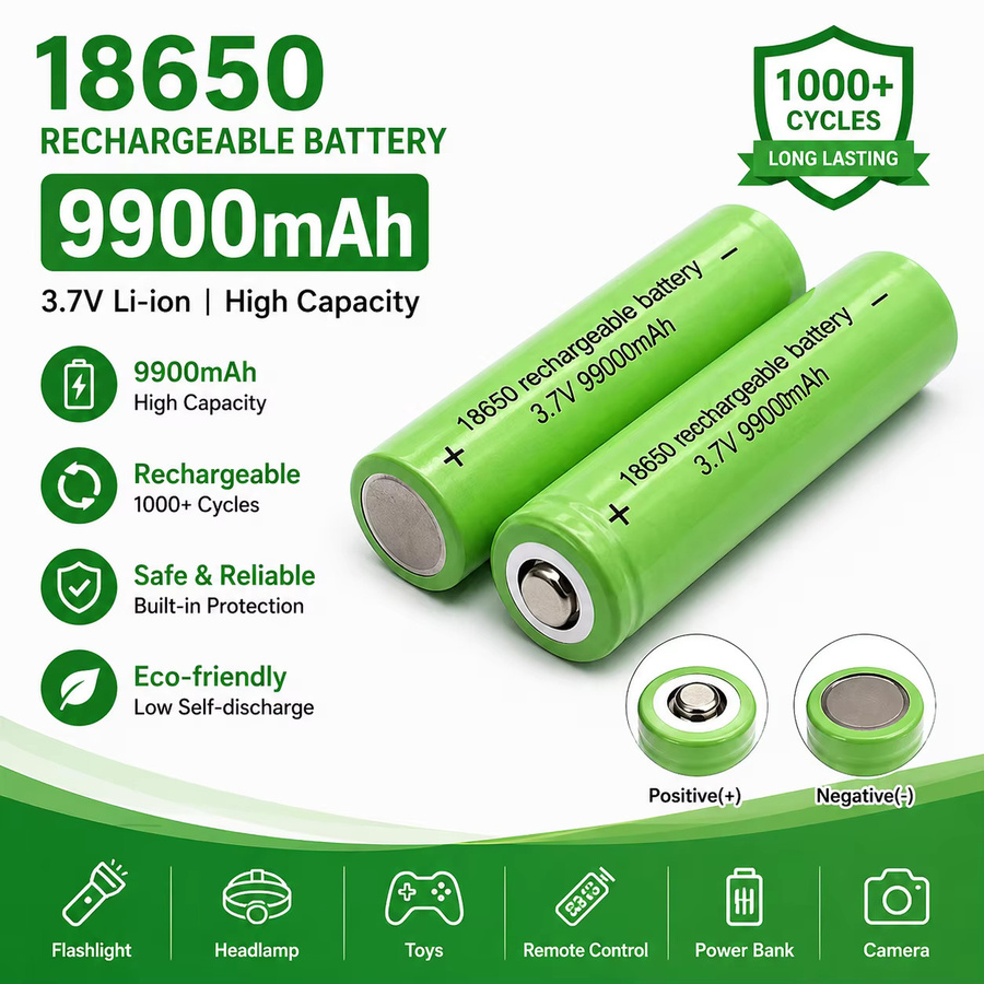Koonenda Original 18650 Lithium-Ionen Akku 3,7 V mit hoher Kapazität in Grün - Bild 1