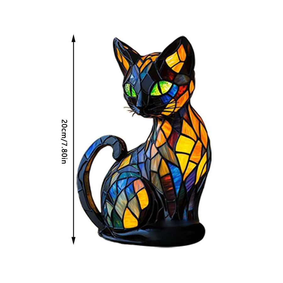 Exotisches Katzen-Nachtlicht aus Glas mit buntem RGB-LED-Licht in Schwarz für Wohnzimmer und Schlafzimmer - Bild 4