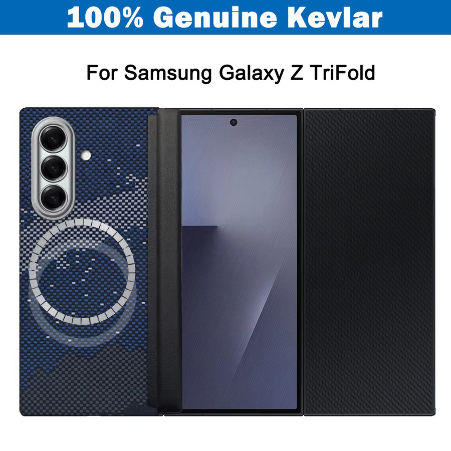 Magnetische Kevlar Aramidfaser Hülle für Samsung Galaxy Z TriFold mit MagSafe-Abdeckung in Schwarz - Bild 2