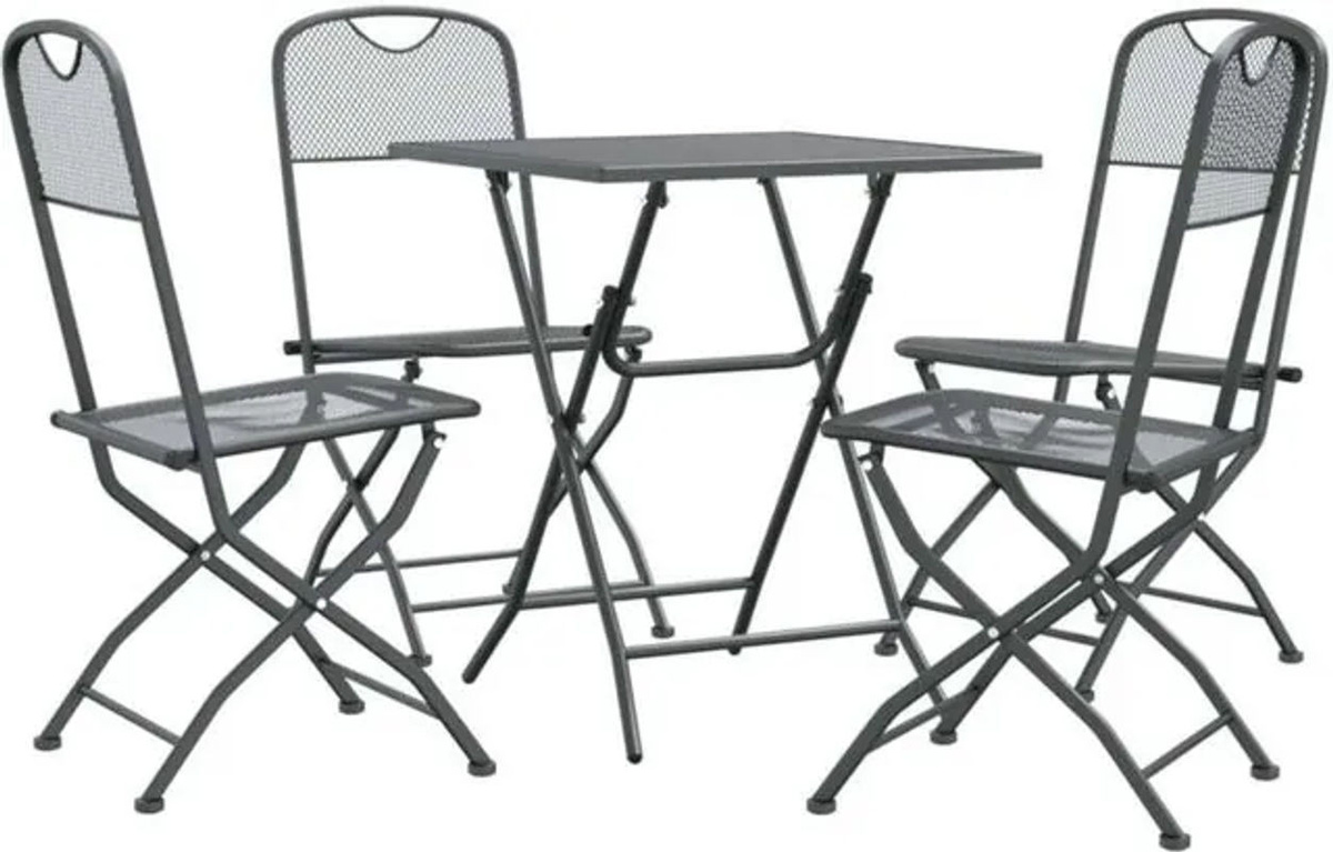 vidaxl Garten Essset aus Metall mit Metallgitter-Design, 5-teilig, Anthrazit - Bild 1