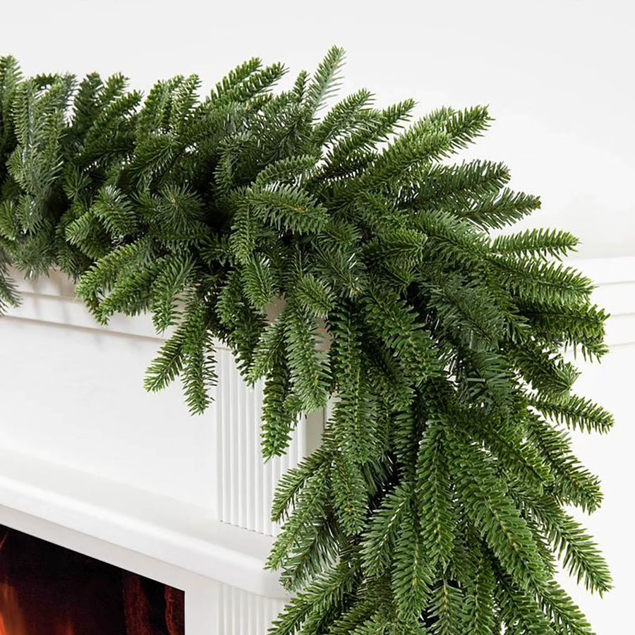 Grüne Künstliche Weihnachts-Girlande aus Kiefer und Rattan, Länge: 180 cm, zur Dekoration für Weihnachten, Hochzeiten oder Partys - Bild 3