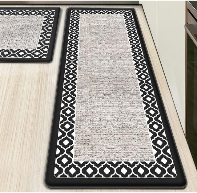 Küchenbodenmatte aus verdicktem PVC in Grau, wasserdichte und rutschfeste Anti-Ermüdungsmatte mit Doppelrahmen, B/T/H: 180 x 44 x 1 cm - Bild 1