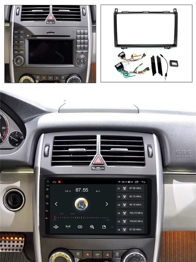 MEKEDE Autoradio Rahmen für Mercedes-Benz B200 in Schwarz mit 9 Zoll Lünette, Armaturenbrett Montage Panel und Canbus Protokoll Box Komplettset - Bild 2