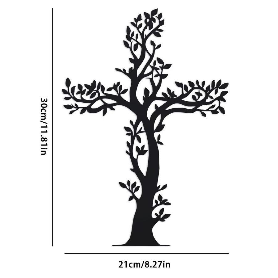 DDPNKL Vintage Wanddekoration Kreuz aus Metall in Schwarz – Wetterbeständige christliche Kunst für dein Zuhause - Bild 2