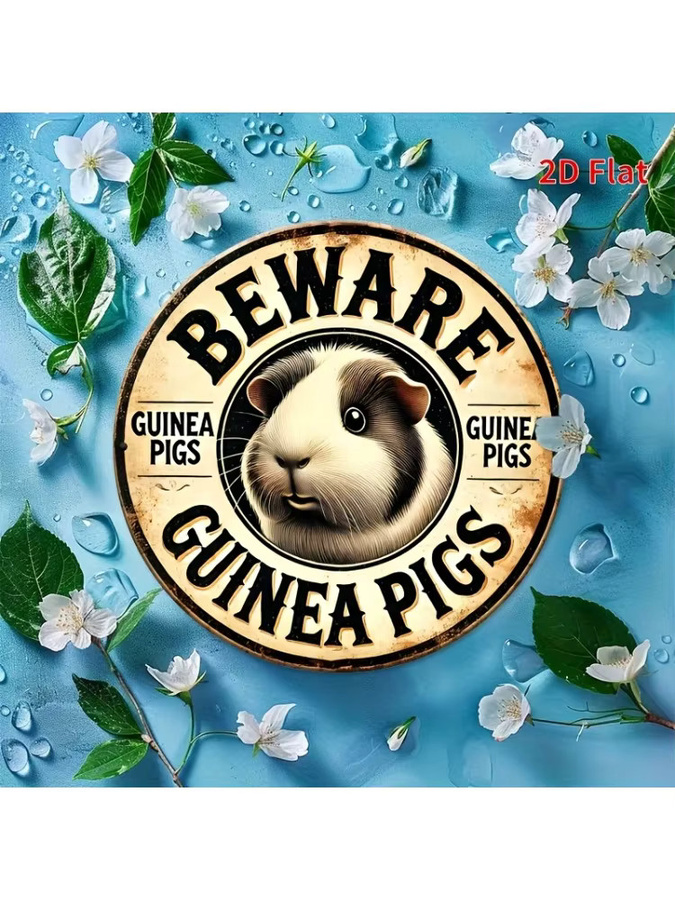 Potdemiel Vintage Aluminium Rundschild Wanddekoration Meerschweinchen Design B: 20 cm, H: 20 cm, T: 0,1 cm, Mehrfarbig - Bild 6