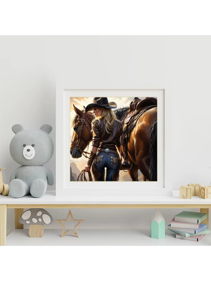 Evershine DIY Diamantmalerei Porträt einer Frau mit Pferd als Mosaik-Stickerei in Multicolour für den Tischaufsteller - Bild 3