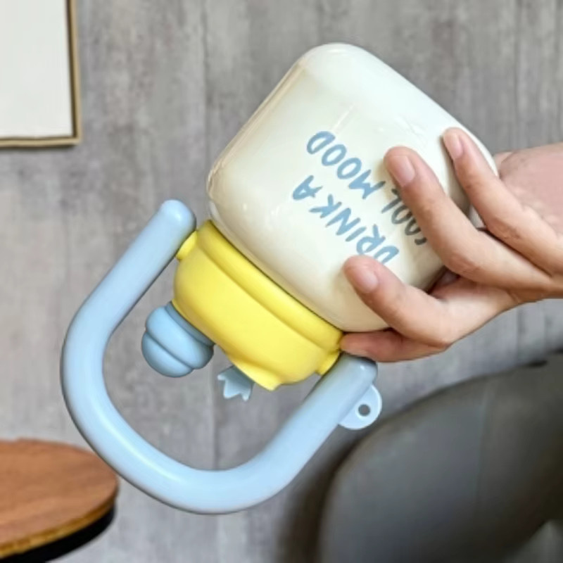 JUSTINLAU Tragbare Isolierflasche in Blau, Thermo-Reisebecher mit Griff für Heiß- und Kaltgetränke - Bild 2
