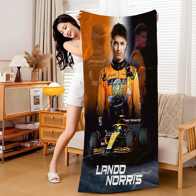 Ka Chen Muda F1 Lando Norris Mikrofaser Strandtuch, Saugfähig und Schnelltrocknend, Multicolour, B: 65 cm, H: 115 cm - Bild 1