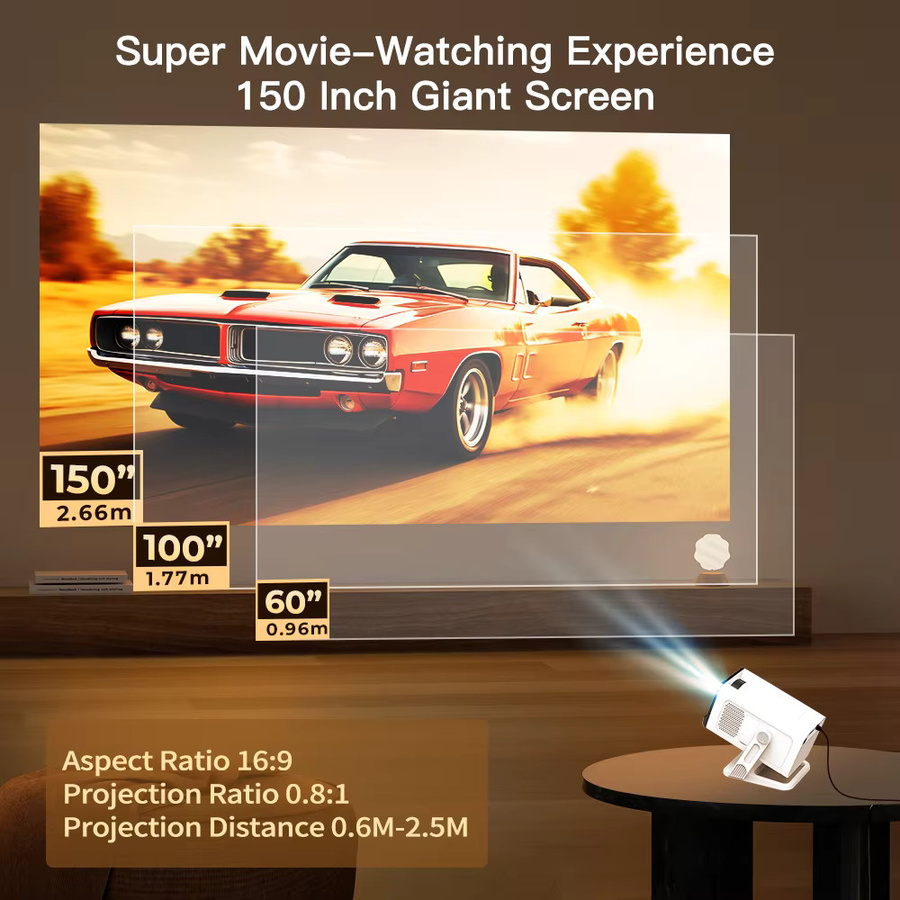 LynCast X1AQ Tragbarer Outdoor Projektor mit Android 11, 1280x720P HD Auflösung, 400 ANSI, Wifi6 und Bluetooth 5.2, Weiß - Bild 3