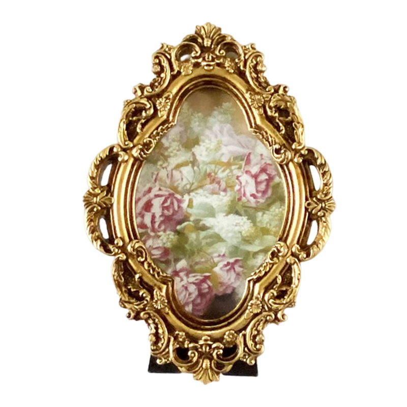 Kesoto Bilderrahmen aus Kunstharz in Gold mit floralem Design und ovaler Form für Tischaufstellung oder Wandmontage - Bild 2