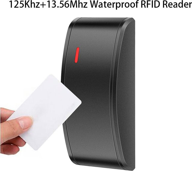Wasserdichter Dual-Frequenz-Kartenleser von LUCKING DOOR für Zugangskontrollsysteme mit Wiegand 26/34 Ausgang, 125 kHz und 13,56 MHz RFID, Farbe: Schwarz - Bild 1