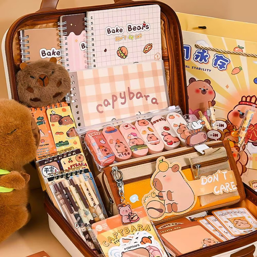 Capybara Briefpapier-Set mit Federmäppchen und Geschenkbox in Multicolour - Bild 3