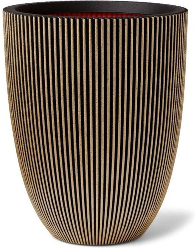CAPI EUROPE Elegante Vase GROOVE in Schwarz und Gold, B/T/H: 34 x 34 x 46 cm - Bild 1