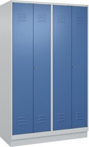 C+P Spind Classic PLUS mit 4 Abteilen und Sockel, Farbe Fernblau RAL 5023 und Grau, mit Zylinderschloss, H x B x T: 195 x 120 x 50 cm - Bild 1