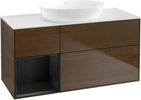 V&B Waschtischunterschrank Finion in Weiß mit blauem Regal und Walnuss, Breite: 120 cm, Tiefe: 50,1 cm, Höhe: 50,1 cm - Bild 1