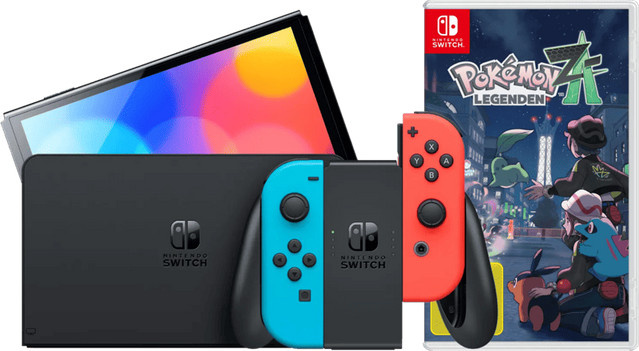 Nintendo Switch OLED Handheld Konsole Blau/Rot mit Pokémon-Legenden: Z-A - Bild 1