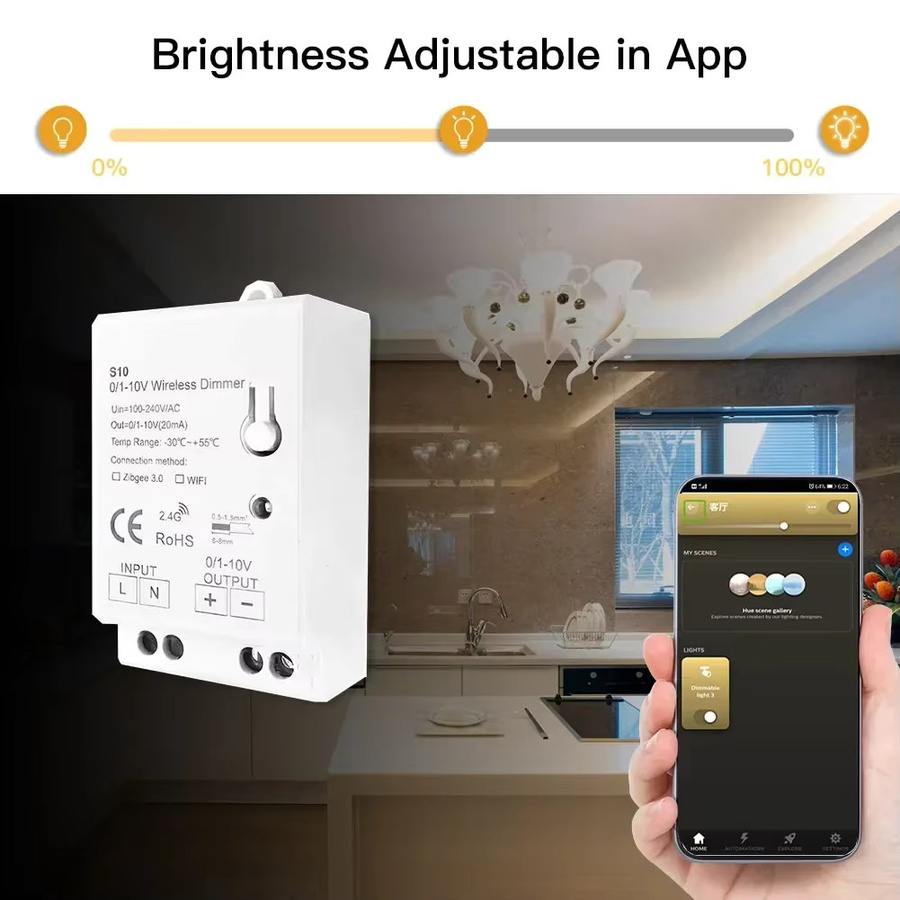 YSRSAI Zigbee 3.0 LED Dimmer Controller für 0-10V und 1-10V, Smart LED Licht Treiber mit Tuya App und Sprachsteuerung für Alexa und Google Home, Weiß - Bild 3