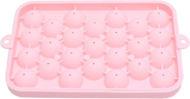 CosyHome Eiswürfelform aus Silikon mit 25 Fächern für Mini Runde Eiskugeln inklusive Deckel, Rosa - Bild 1