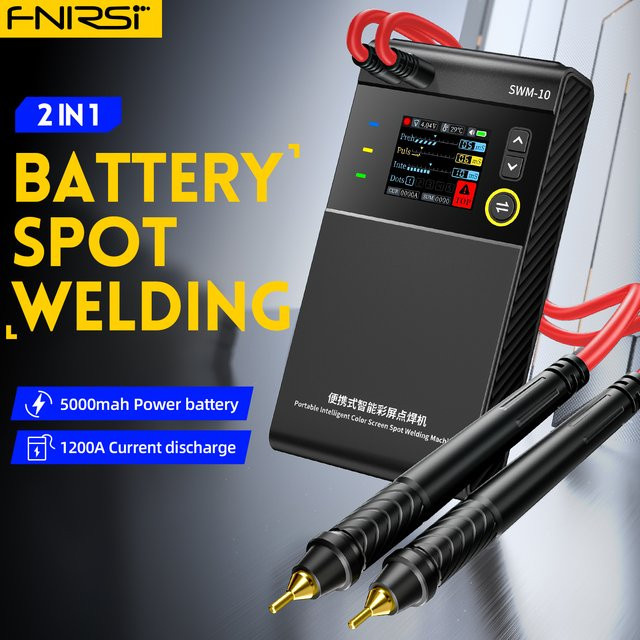 FNIRSI SWM-10 Tragbarer Akku-Punktschweißer in Schwarz mit 5000mAh für 18650 Akkupacks, schweißbar bis 0,25mm - Bild 1