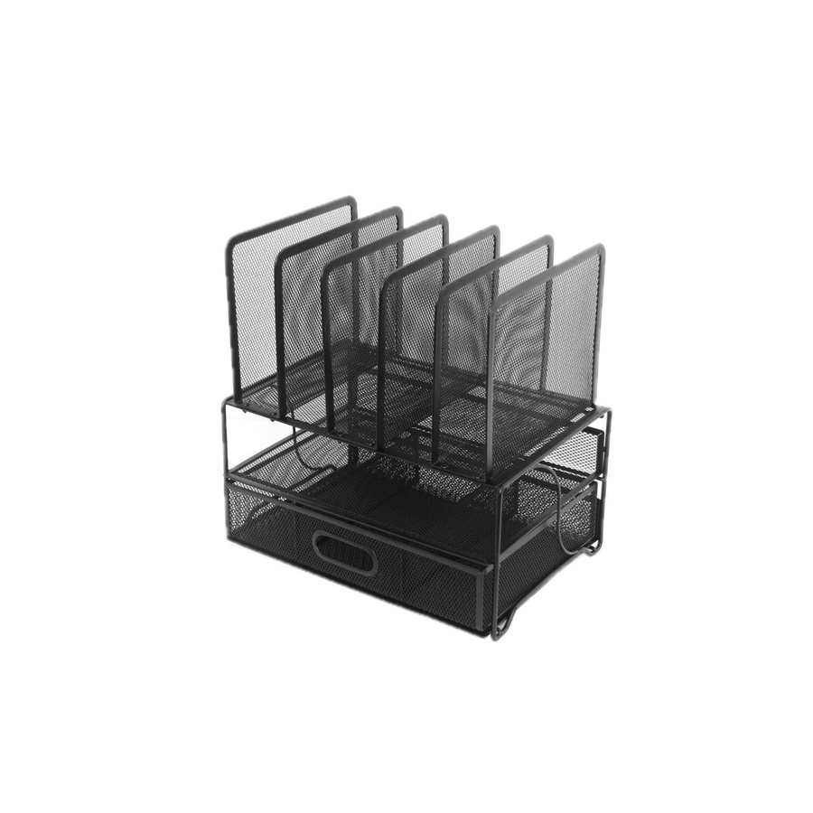 Relaxdays Schreibtisch Organizer aus Stahl in Schwarz mit Schublade und Mesh-Design, B/T/H: 36 x 35 x 24,5 cm - Bild 2