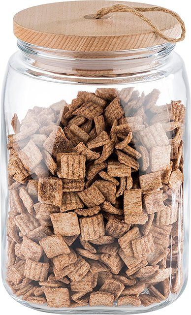 APS Vorratsglas Woody aus Glas mit Holzdeckel, transparent, 2,5 l, B/T/H: 14 x 14 x 21,5 cm - Bild 2