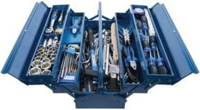 BGS Metall-Werkzeugkoffer mit 137-teiligem Werkzeug-Sortiment in Blau und Stahl - Bild 1