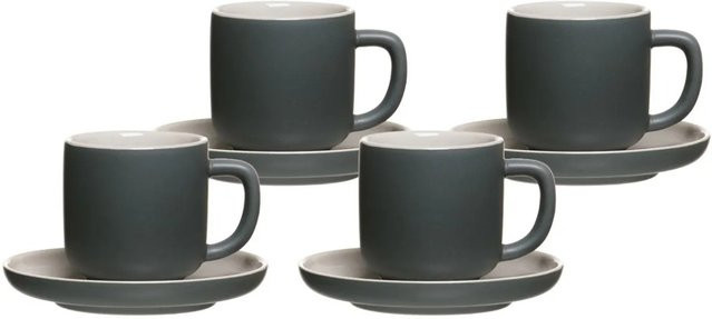 Ritzenhoff & Breker Jasper Espressotassen mit Untertassen aus Keramik, Grau, 4er Set, 100 ml - Bild 1