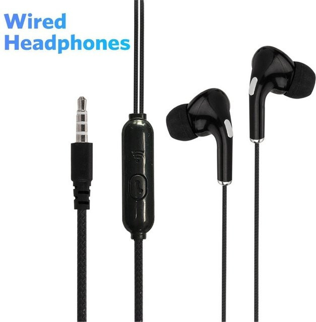 BRYNTHORX In-Ear-Kopfhörer mit Kabel und Mikrofon, Schwarz, 3,5-mm-Klinkenanschluss mit Geräuschunterdrückung für Smartphone, Tablet und PC - Bild 1