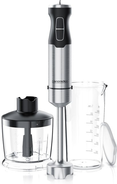 Arendo Edelstahl Stabmixer Set in Silber mit vierflügeligem Messer und variablem Geschwindigkeitsregler - Bild 1