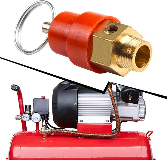 Vibratite Drucksicherheitsventil aus Messing in Gold für Luftkompressoren mit 1/8 Zoll und 1/4 Zoll BSP für 8 kg 120 PSI - Bild 1